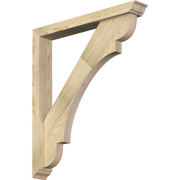 Ekena Millwork Olympic Traditional Rough Sawn Bracket w/ Offset Brace, Douglas Fir, 4"W x 28"D x 32"H BKT0402X28X32OLY01RDF - main